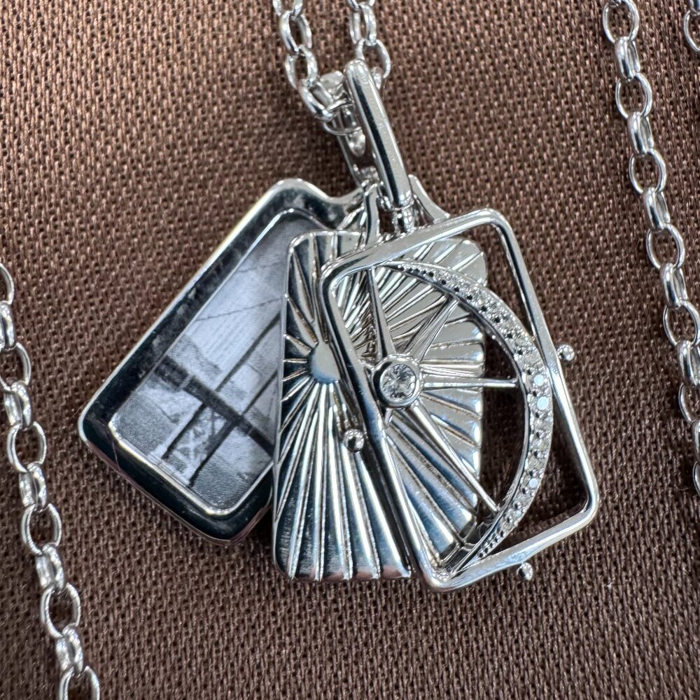 Monica Rich Kosann Sun, Moon, and Stars Sterling Locket White Sapphires